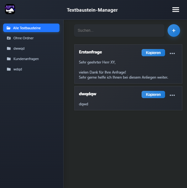 Textbausteinmanager Screenshot